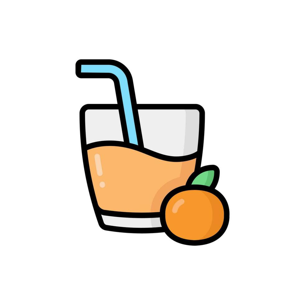 Orange Saft Karikatur Vektor Symbol Illustration. Essen und trinken Symbol Konzept isoliert Prämie Vektor. eben Karikatur Stil
