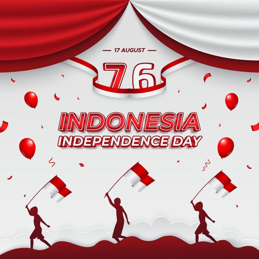 Indonesiens självständighetsdag fyrkantig bakgrundsmall vektor