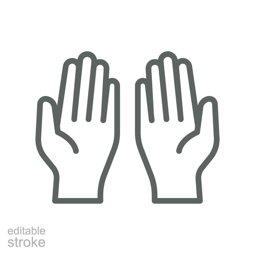 bön dua i ramadan, bön- händer, muslim bön- mänsklig händer islam symboler. tiggeri gestikulerande. översikt stil. redigerbar stroke. vektor illustration design på vit bakgrund. eps 10