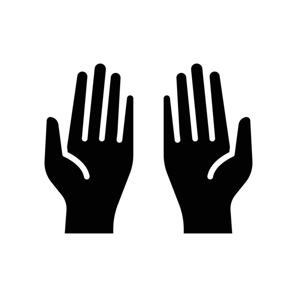 bön dua i ramadan, bön- händer, muslim bön- mänsklig händer islam symboler. tiggeri gestikulerande. glyf stil vektor illustration design på vit bakgrund. eps 10