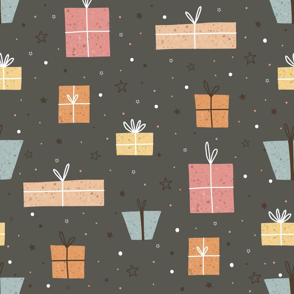 Weihnachten nahtloses Muster mit süßen Geschenken vektor