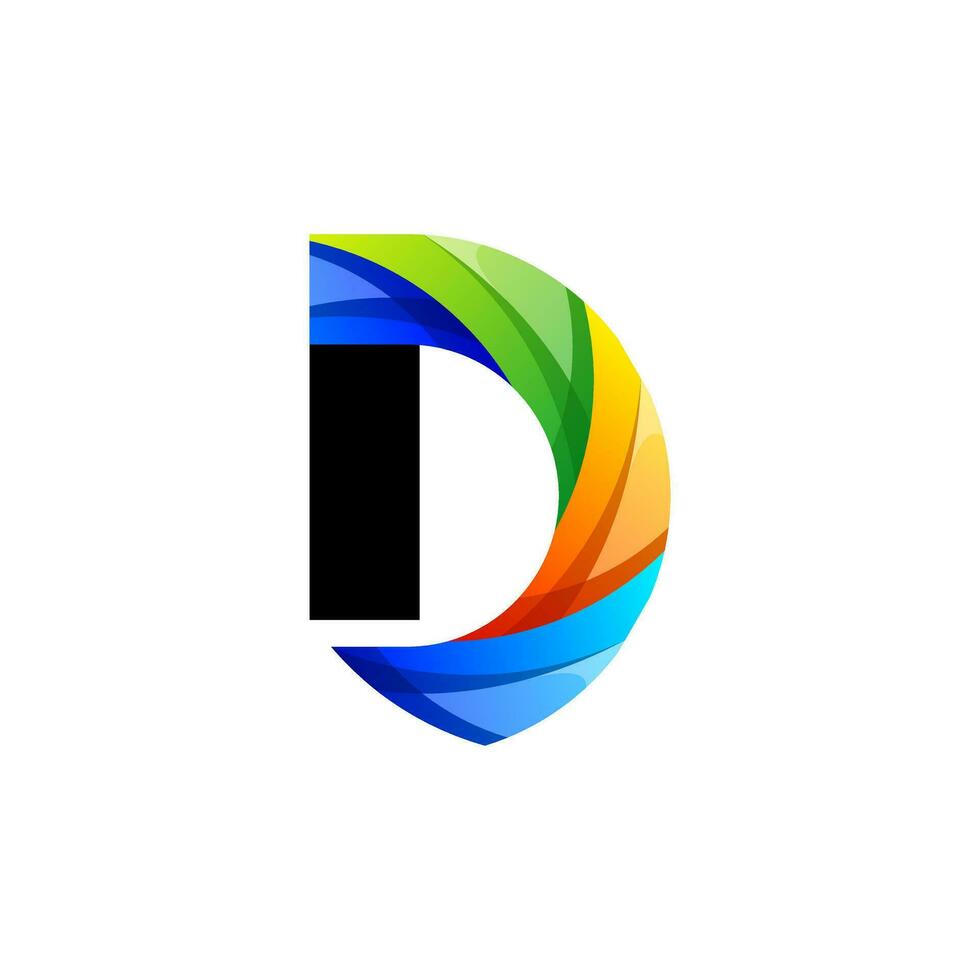 färgrik brev d lutning ikon logotyp design vektor