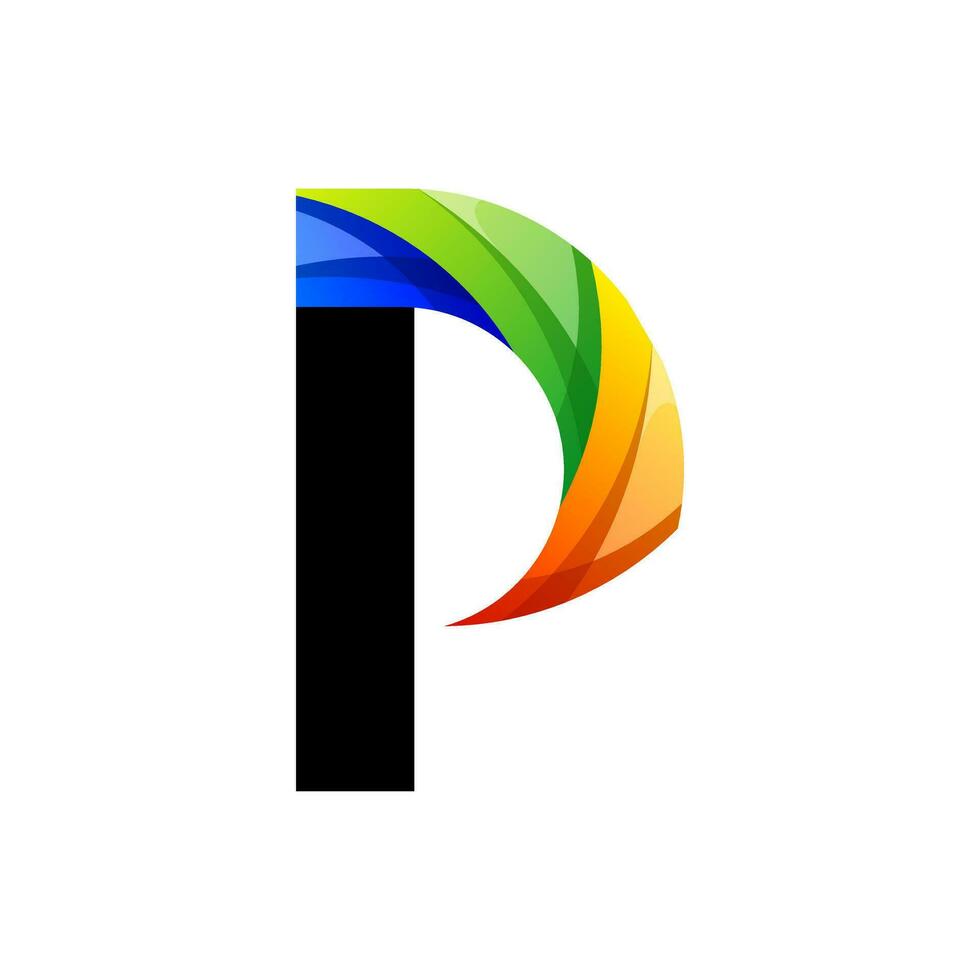 färgrik brev p ikon logotyp design vektor