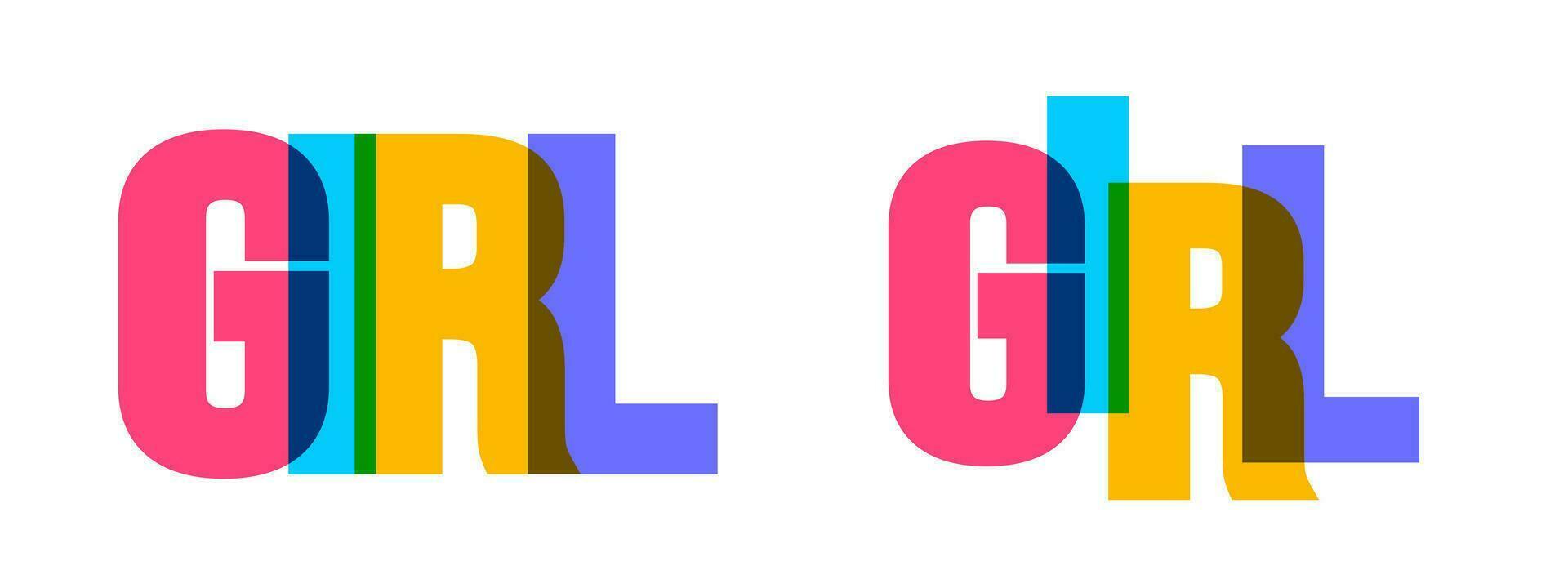 flicka färgrik text text font typografi vektor baner design mall. färgrik meddelande och färgrik stor brev.