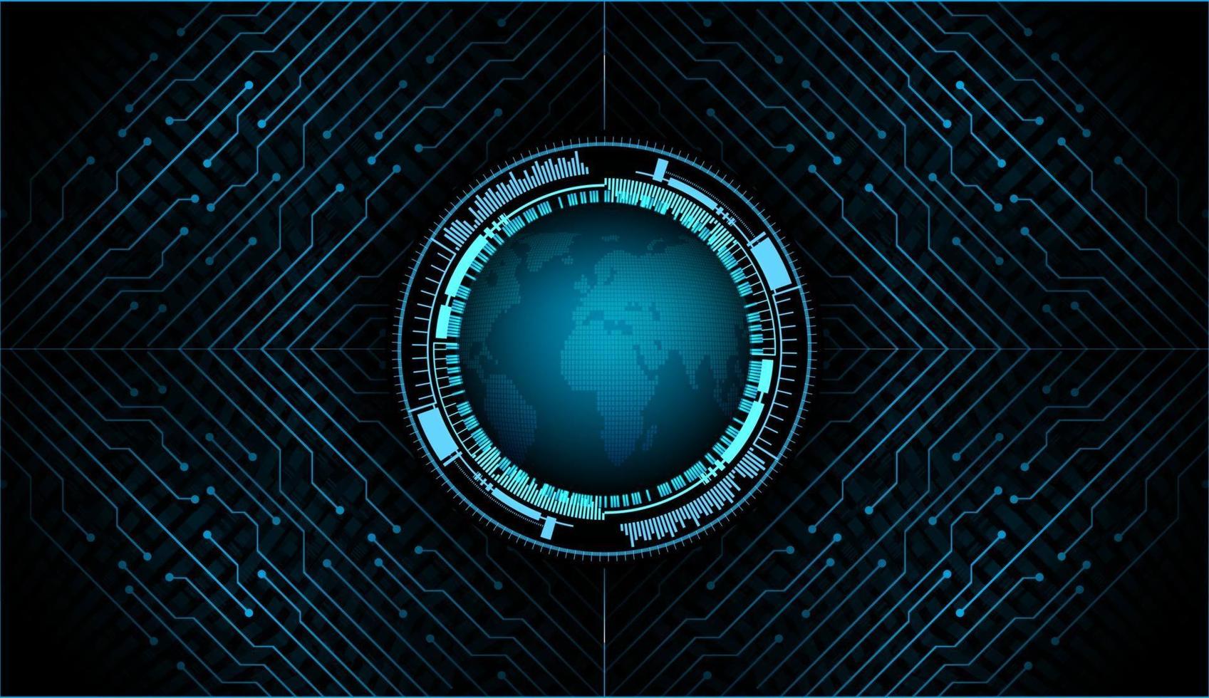 Weltbinärplatine Zukunftstechnologie, Blue Hud Cyber Security Konzept Hintergrund vektor