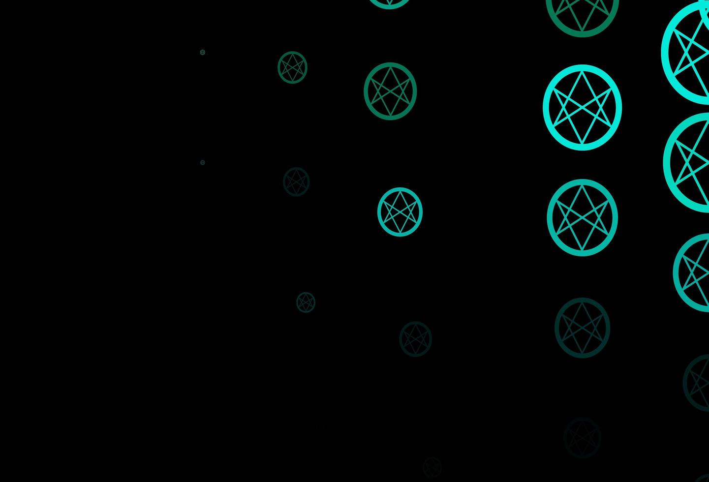 dunkelblaue, grüne Vektorschablone mit esoterischen Zeichen. vektor