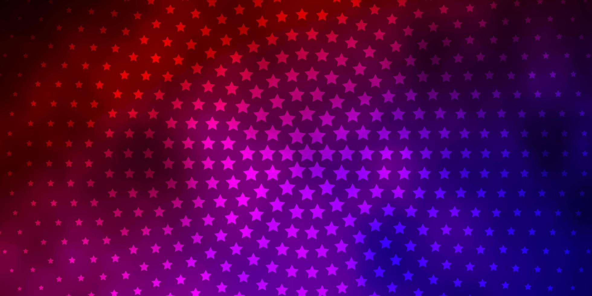 mörkblå, röd vektorbakgrund med små och stora stjärnor. vektor