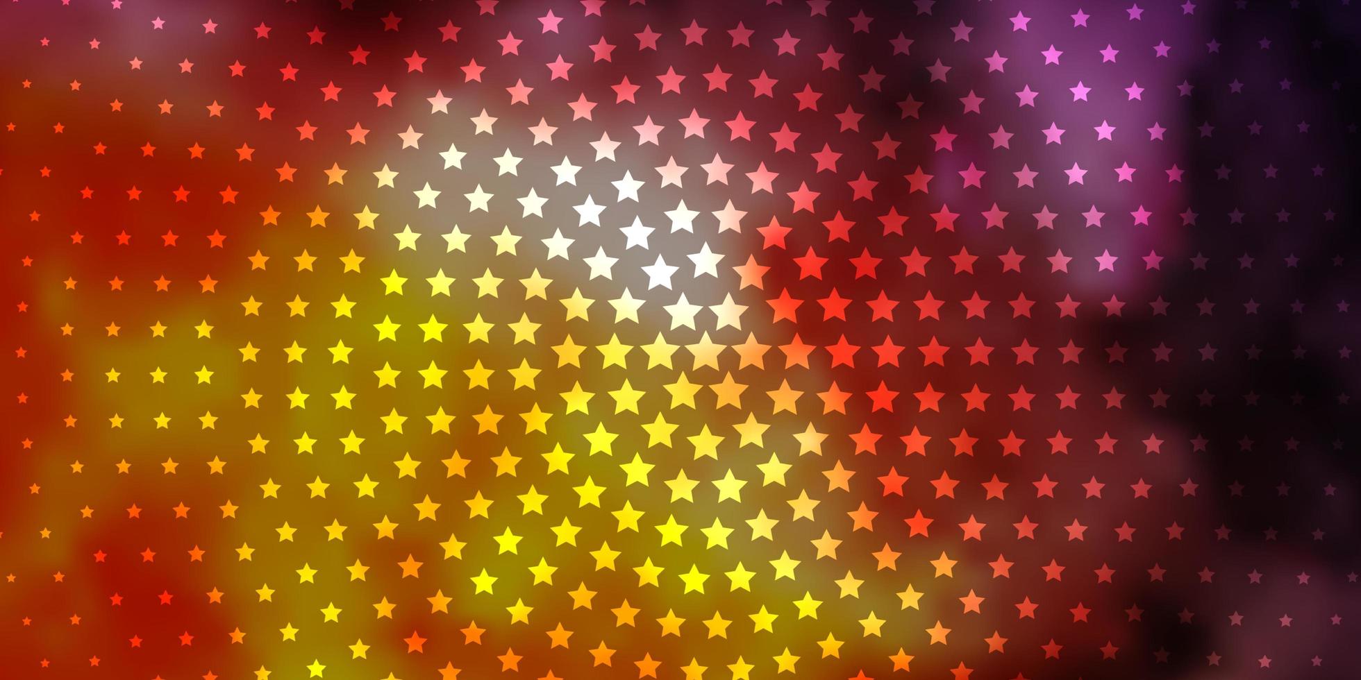 hellrosa, gelber Vektorhintergrund mit kleinen und großen Sternen. vektor