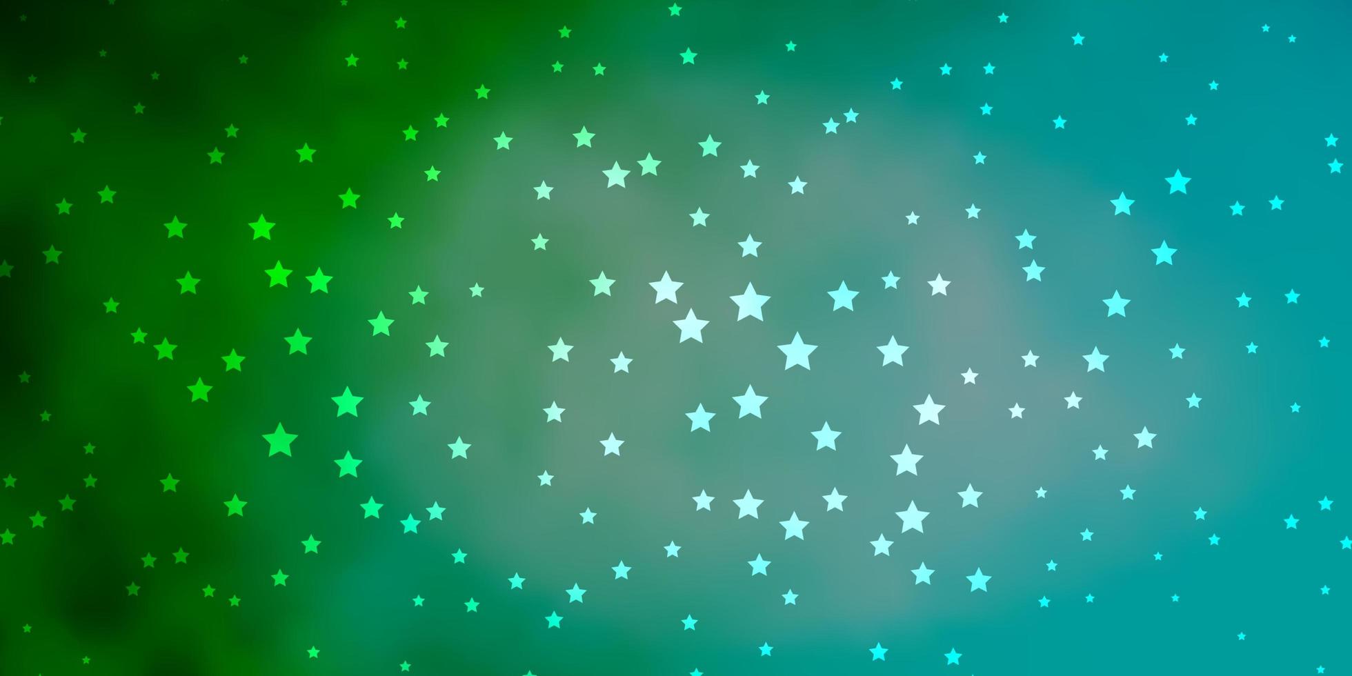 mörkblå, grön vektormall med neonstjärnor. vektor