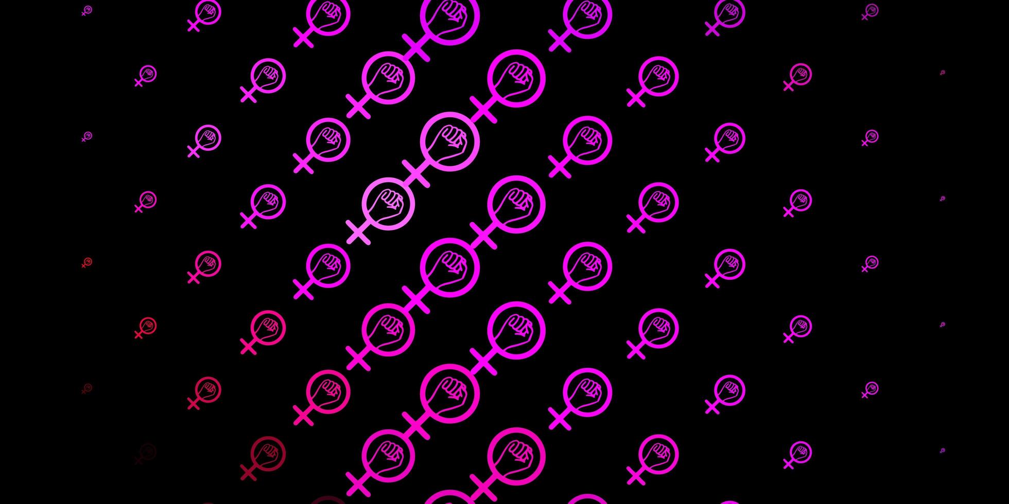 dunkelvioletter, rosafarbener Vektorhintergrund mit Frauensymbolen. vektor