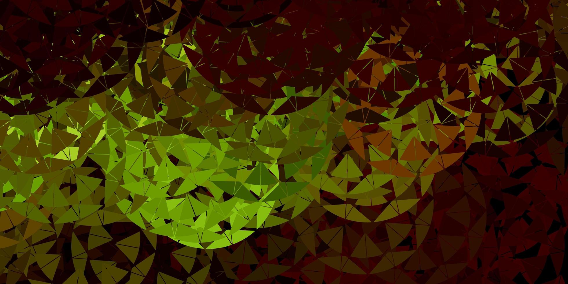 dunkelgrüne, gelbe Vektorschablone mit Dreiecksformen. vektor