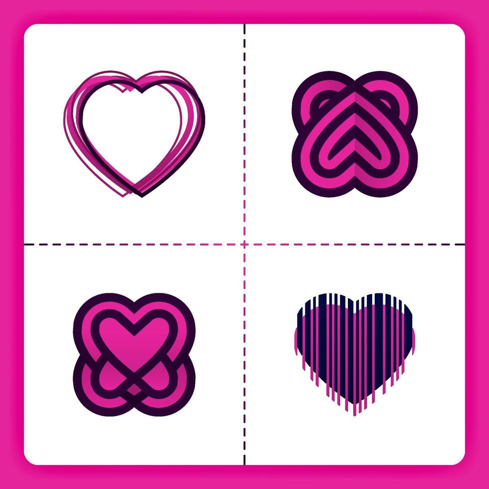kärlekslogotyp med 3d tema streckkod och staplade linjer kan användas för affärs romantik bröllop arrangör matchmaking byrå inbjudan valentin flickor grejer vektor