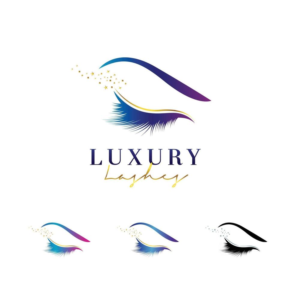 Luxus Wimpern Logo Design Set vektor