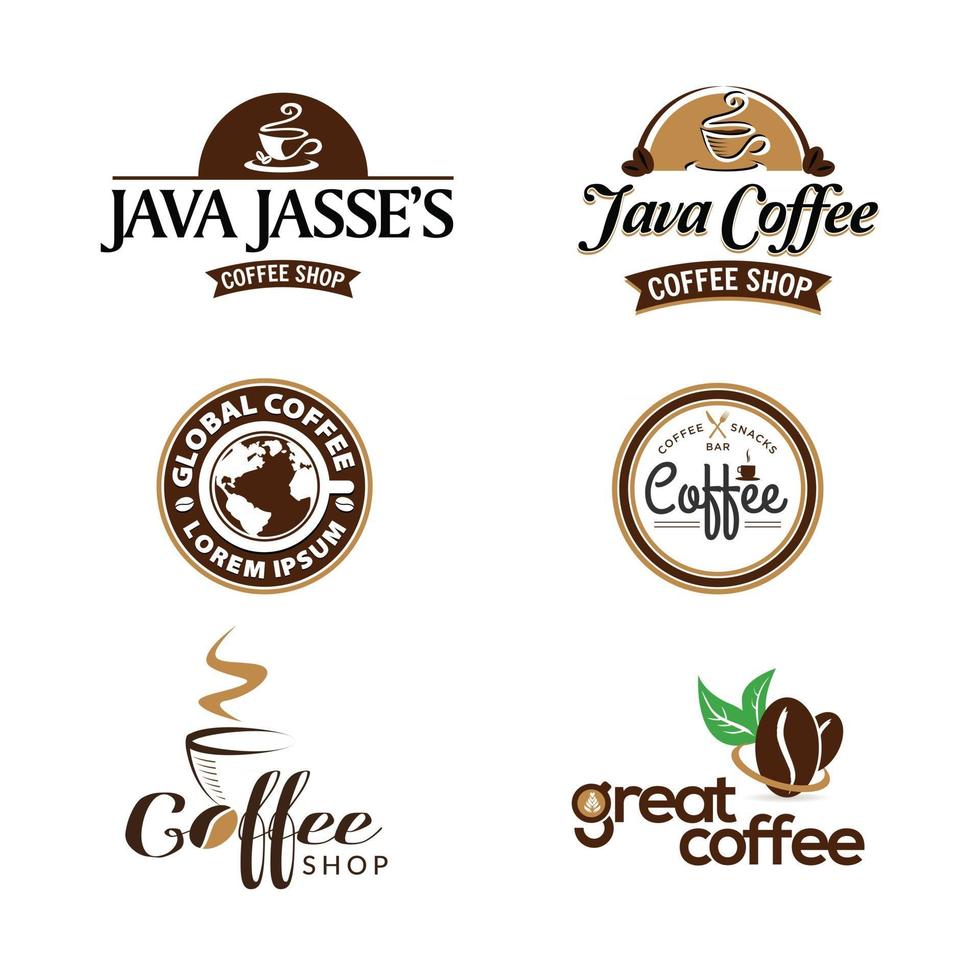 kafé affär logotyp uppsättning samling vektor