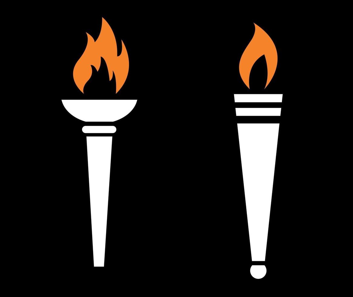 Design Fackel Feuer abstrakte Illustration Flammenvektor auf schwarzem Hintergrund vektor