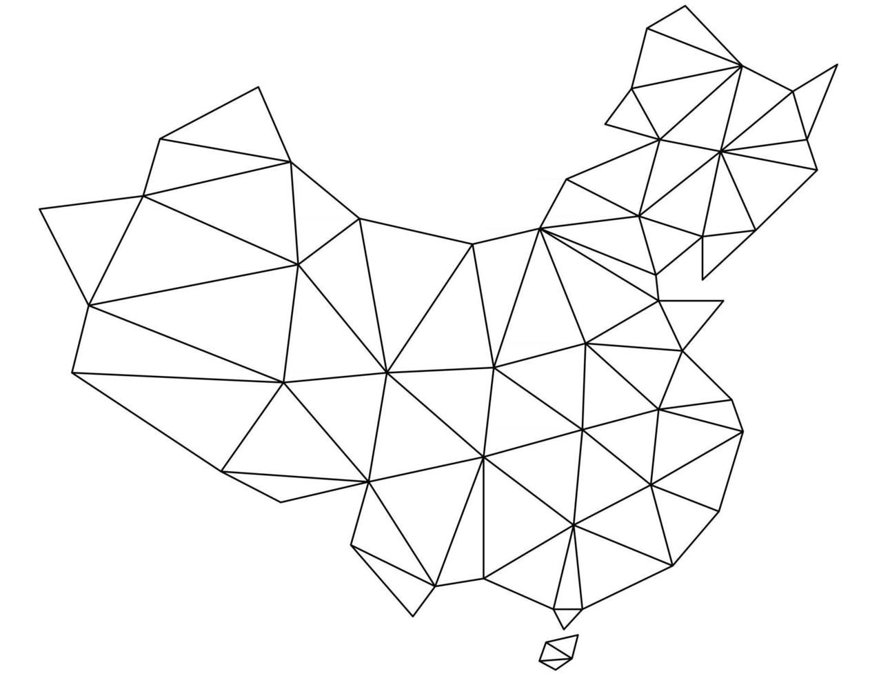 polygonale China-Vektor-Weltkarte auf weißem Hintergrund. vektor