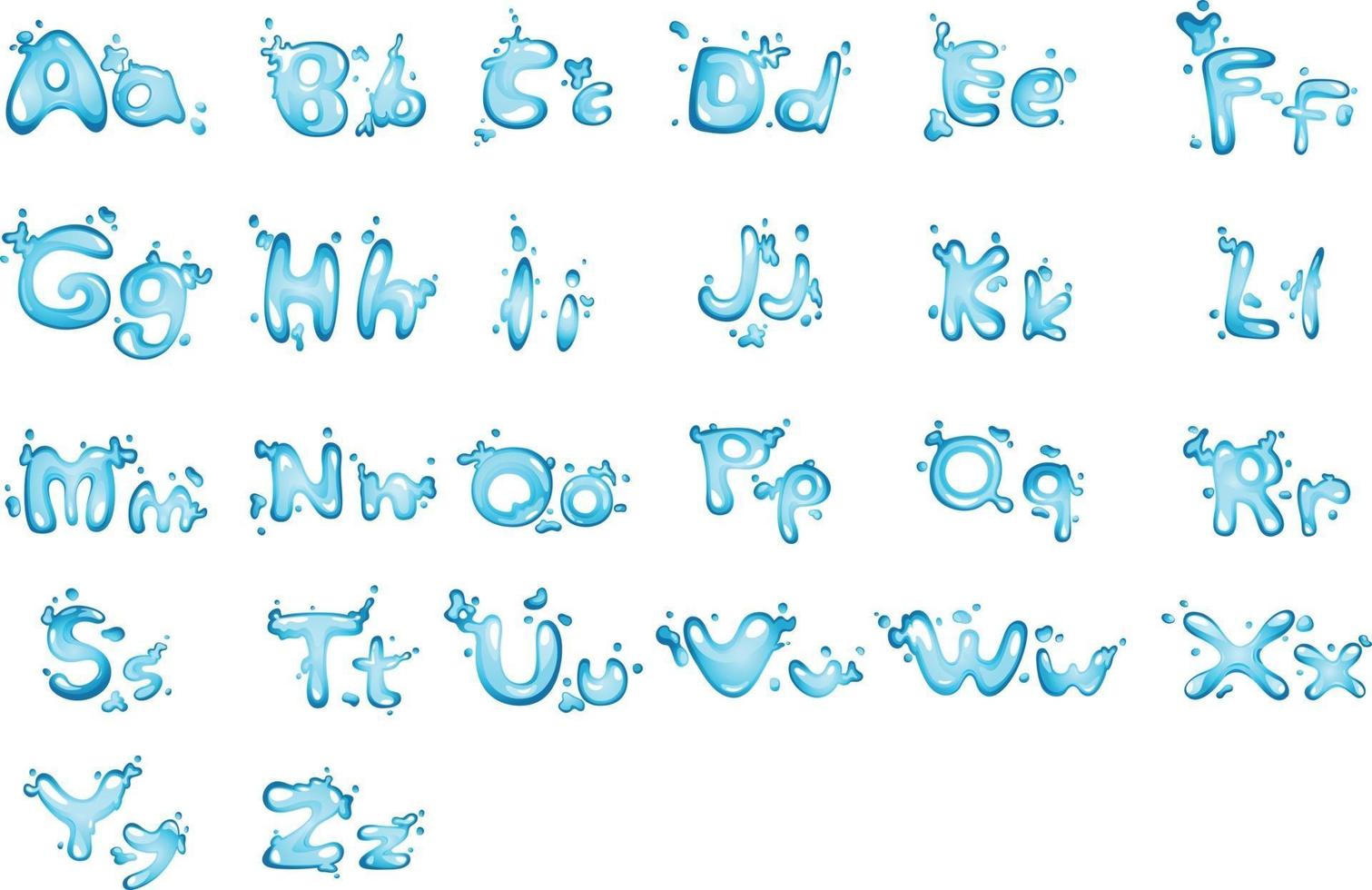 alfabetet vatten bokstaven a - z vektor