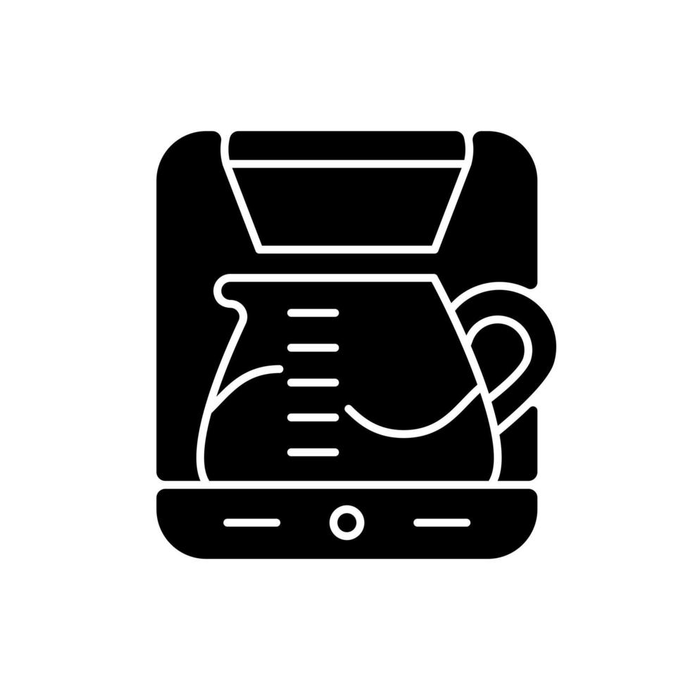 droppmaskin svart glyph ikon. professionell kaffebryggare för restaurang. automatisk kaféapparat för beredning av espresso. silhuett symbol på vitt utrymme. vektor isolerad illustration