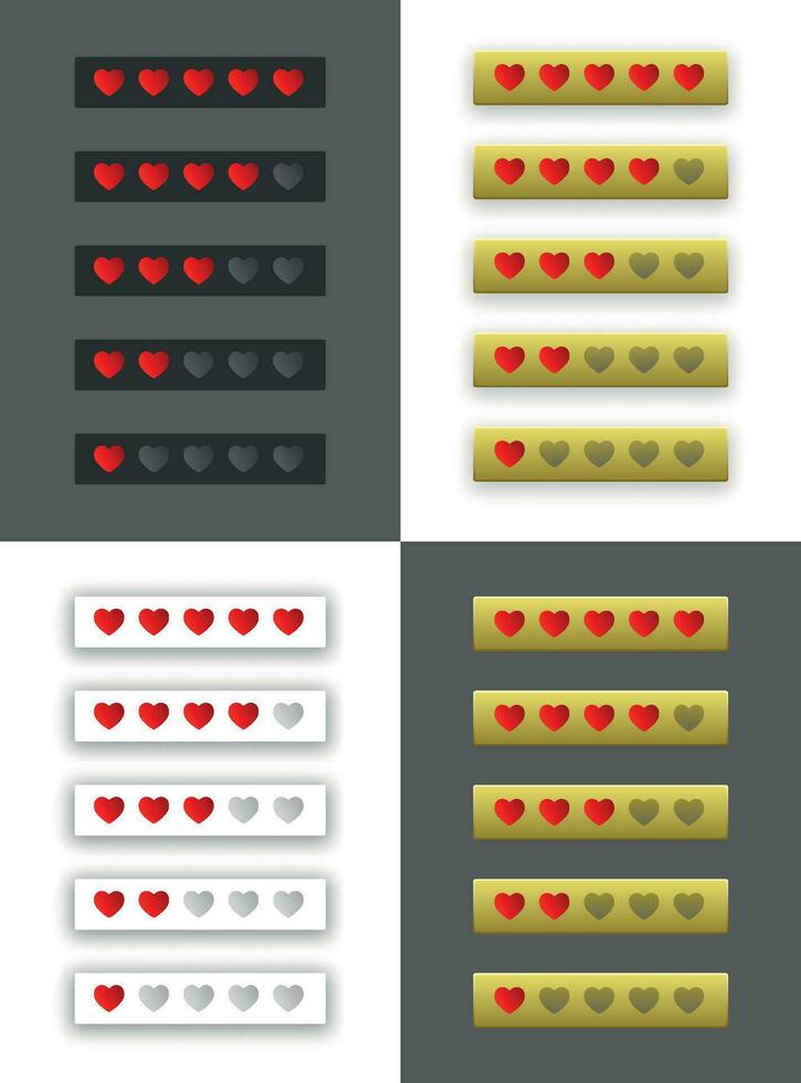 Sammlung von Herz Bewertung Vektor Abbildungen von verschiedene Stile