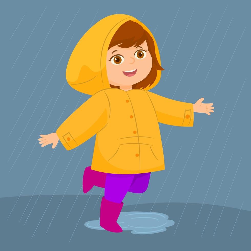 lycklig barnlek slitage regnrock vektor