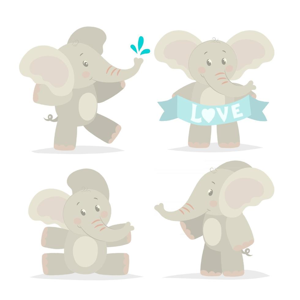 Set süßer Elefanten für Kinder vektor