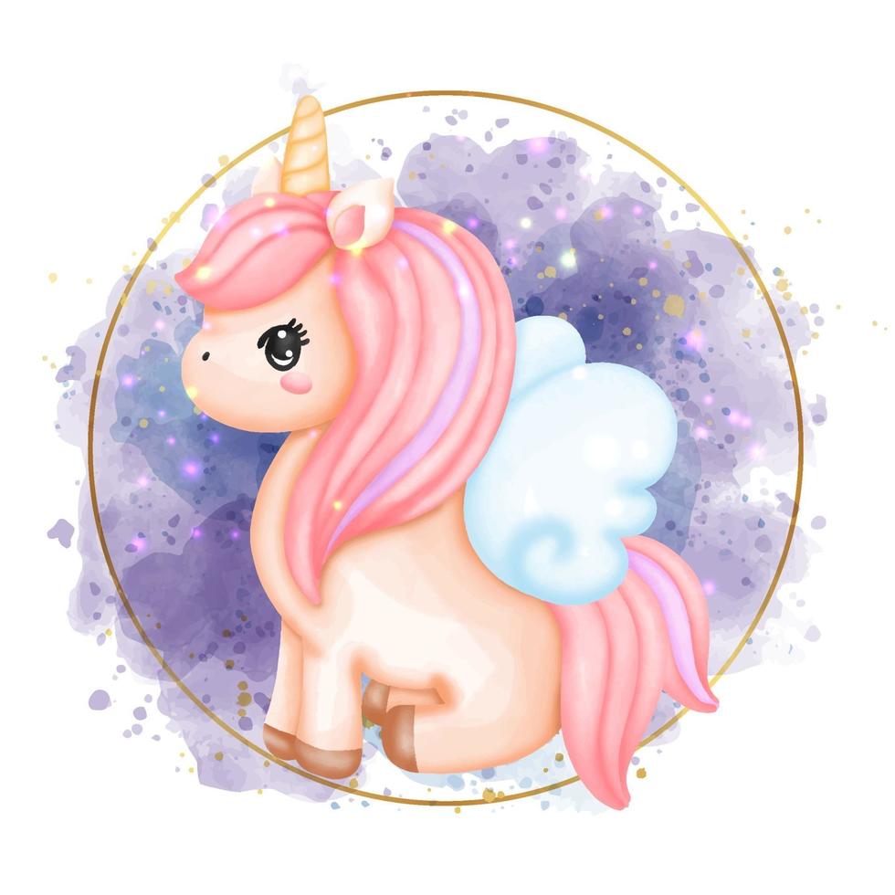 digital färg unicorn akvarell. vektor illustration