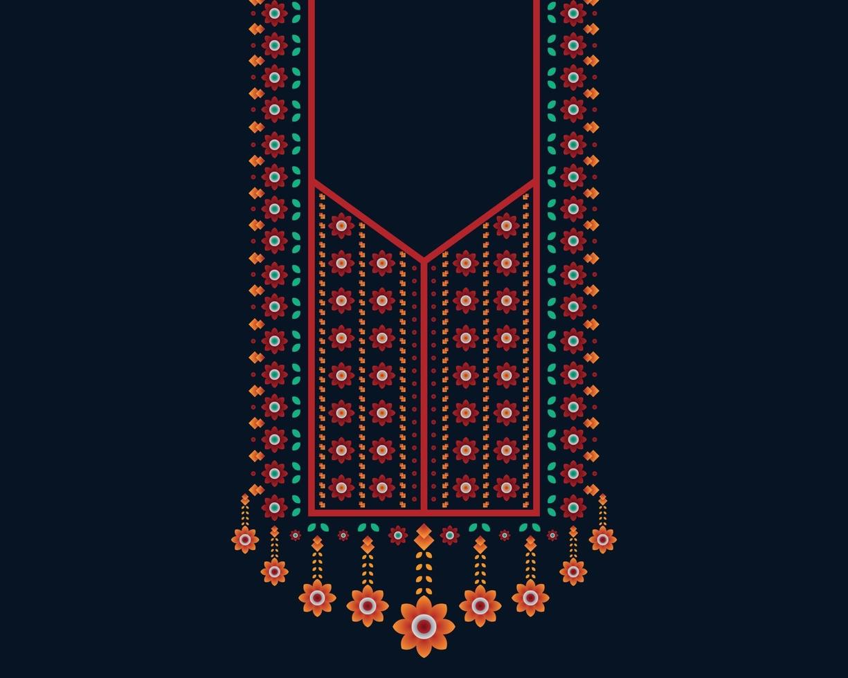 geometriska etniska orientaliska mönster. halsband broderi design för textil, mode kvinna, bakgrund, tapeter, kläder och förpackning. vektor illustration.