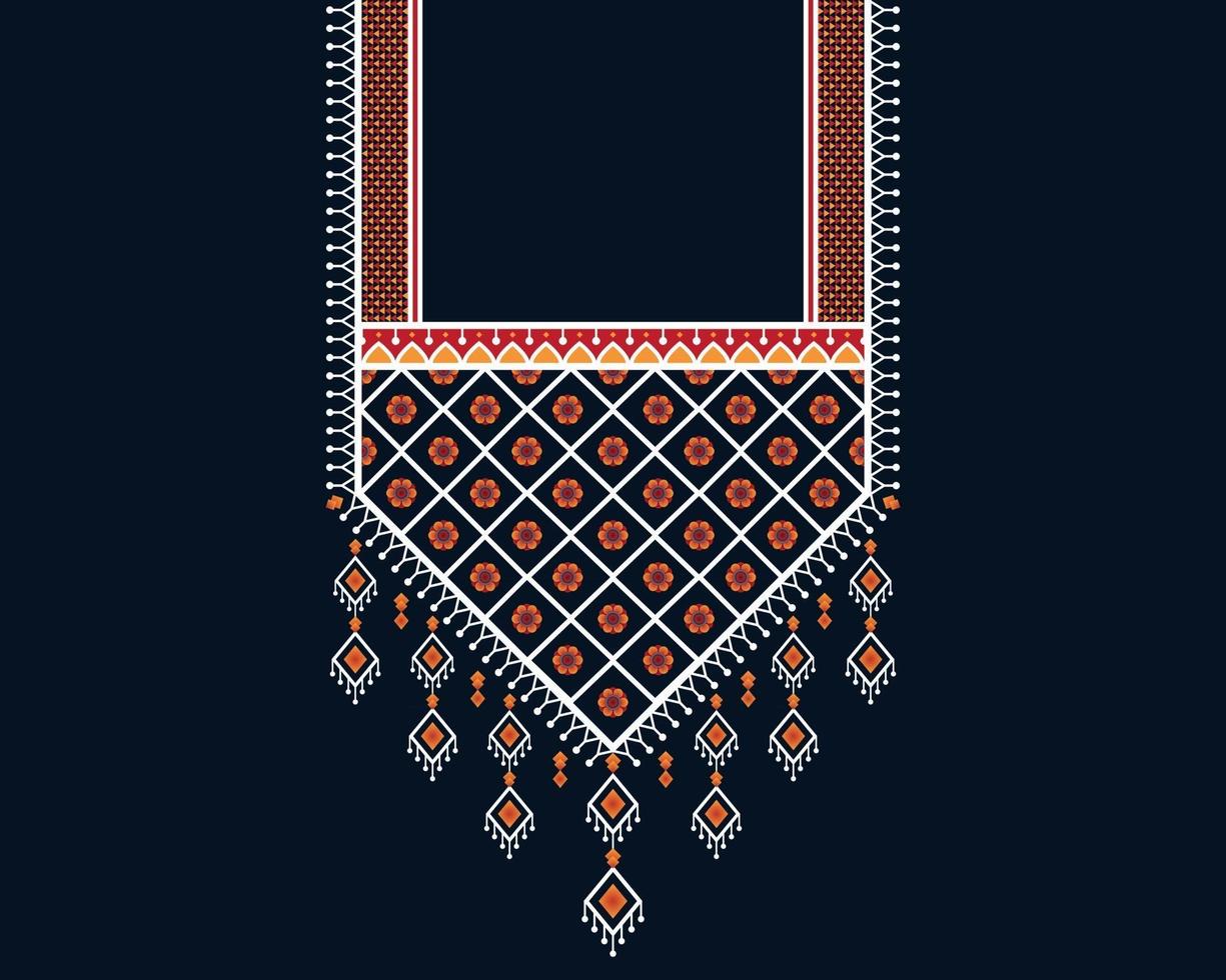 geometriska etniska orientaliska mönster. halsband broderi design för textil, mode kvinna, bakgrund, tapeter, kläder och förpackning. vektor illustration.