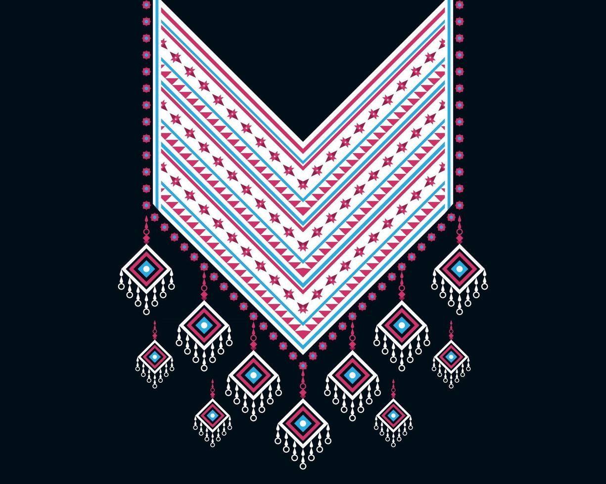 geometriska etniska orientaliska mönster. halsband broderi design för textil, mode kvinna, bakgrund, tapeter, kläder och förpackning. vektor illustration.