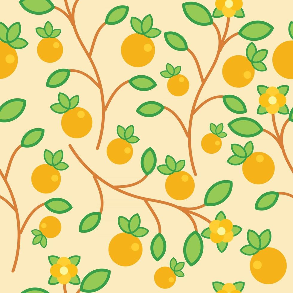 schöne und bunte orange Fruchtpflanze nahtlose Hintergrundmuster vektor