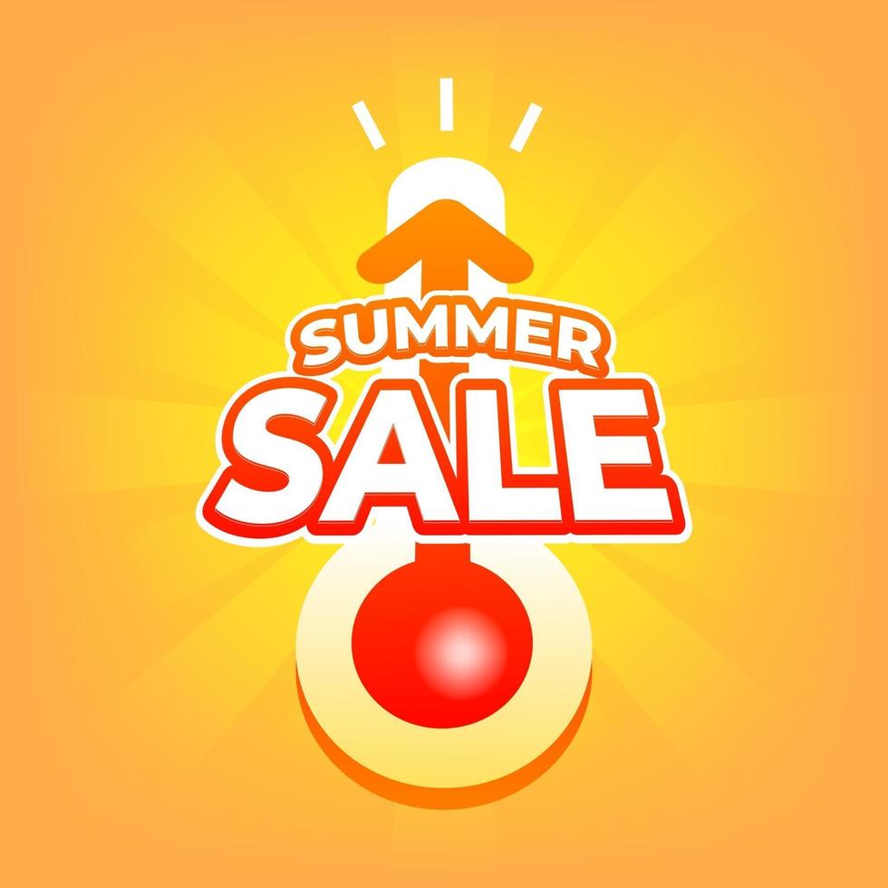 Sommerschlussverkauf mit Thermometer, Sonderangebot, Sommerrabattbanner. vektor