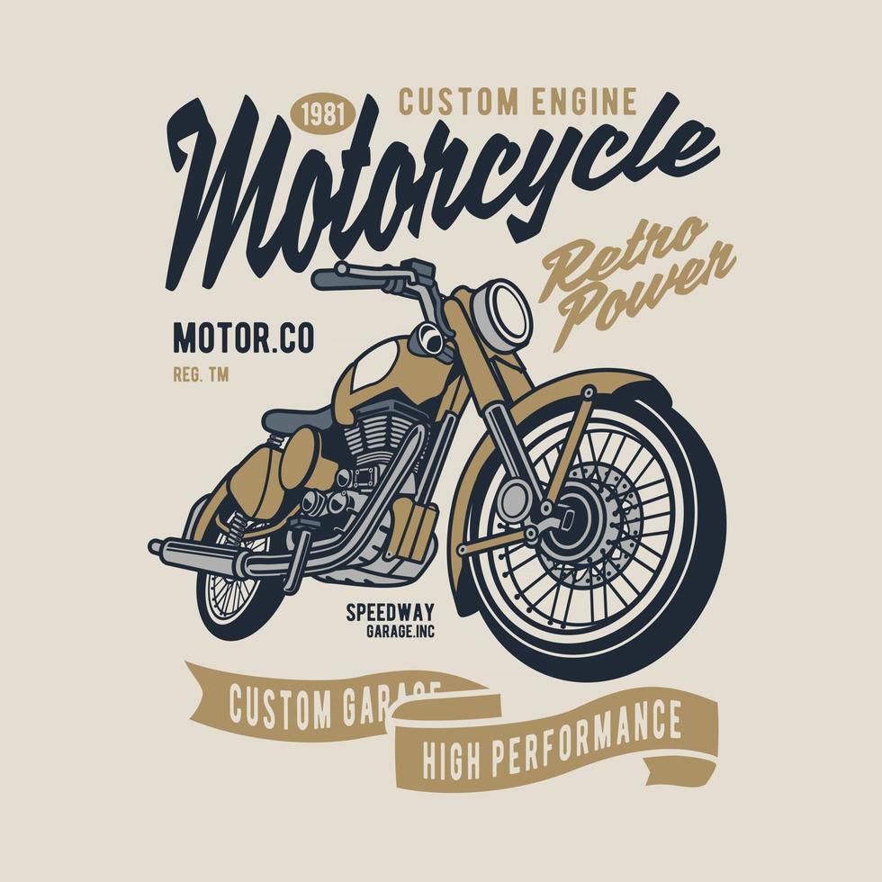 retro kraft motorcykel vintage badge design vektor