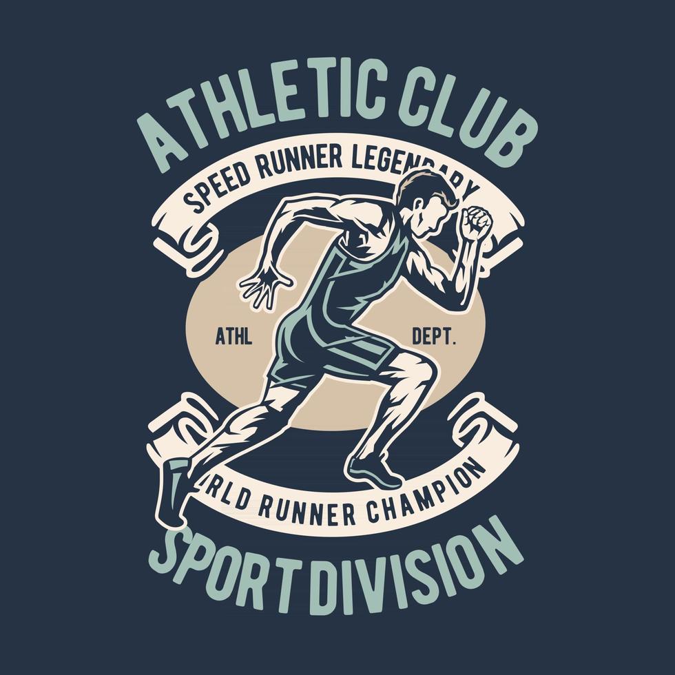 atletisk löpare vintage badge design vektor