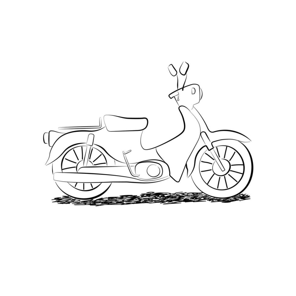 Gekritzel Motorrad eben Vektor Illustration. Hand gezeichnet skizzieren Motorrad, Motorrad. Fahrzeuge zum Transport Konzept. retro Stil
