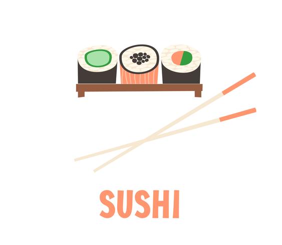 Sushi. Japanische Lebensmittelsushi-Rollenvektorillustration. vektor