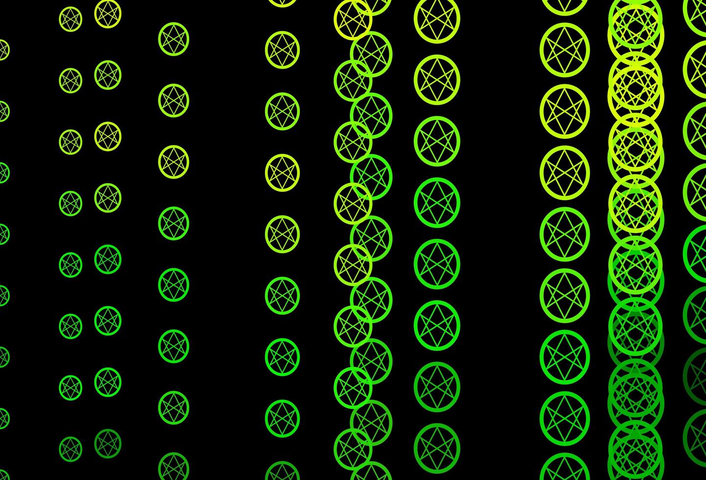 dunkelgrünes, gelbes Vektormuster mit magischen Elementen. vektor