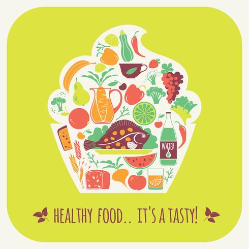 Vektor illustration av hälsosam mat.