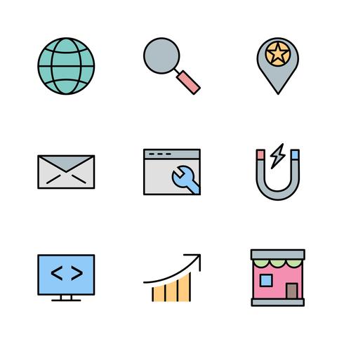 Satz von Vector SEO Search Engine Optimization Icons