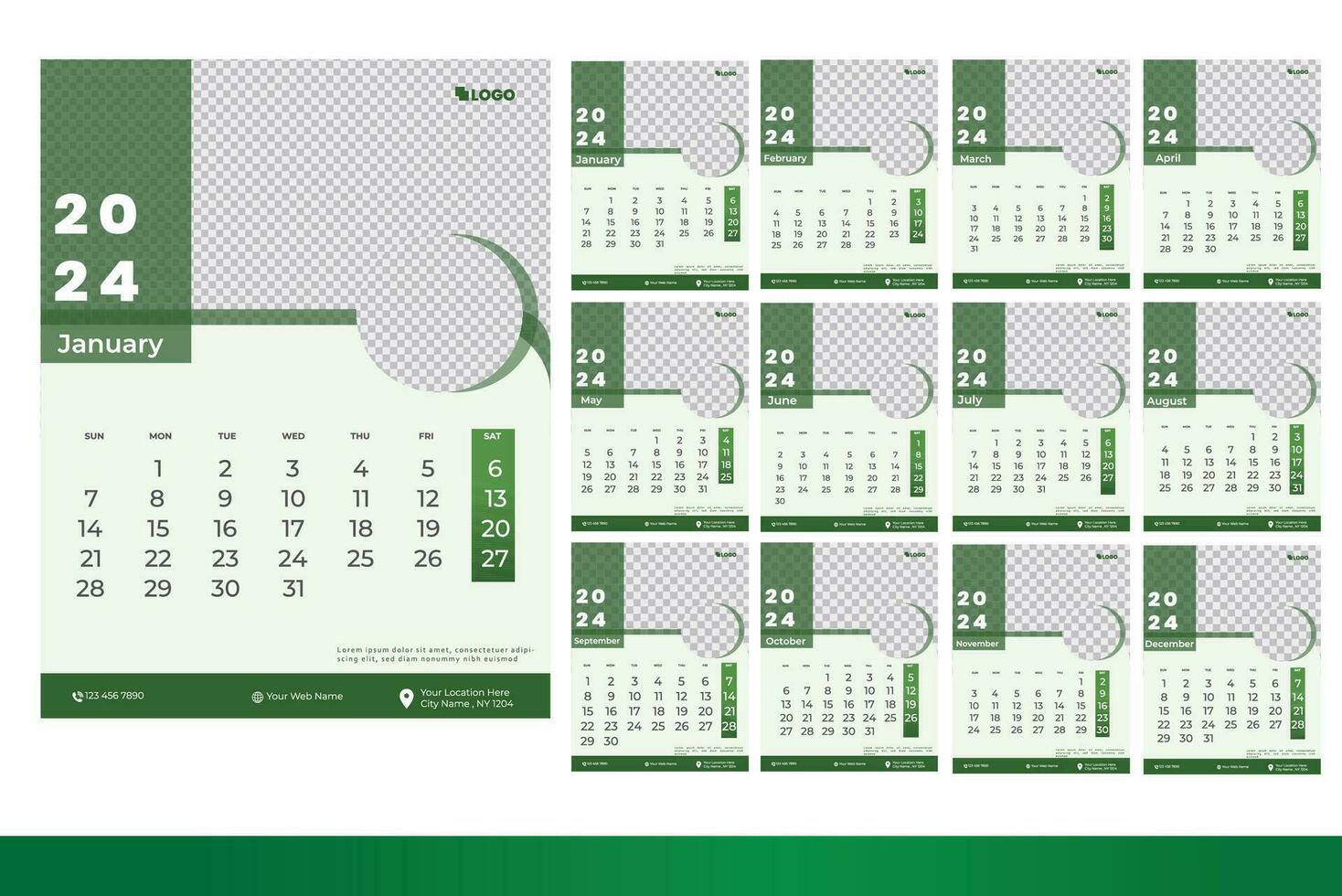 2024 Kalender Design Vorlage, modern Kalender Design im Geschäft Stil vektor