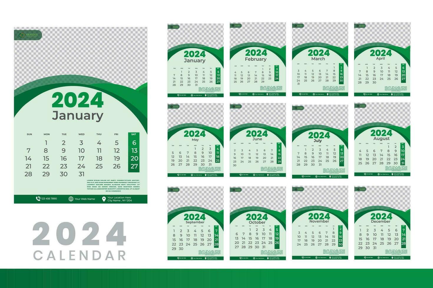 2024 Kalender Design Vorlage, modern Kalender Design im Geschäft Stil vektor