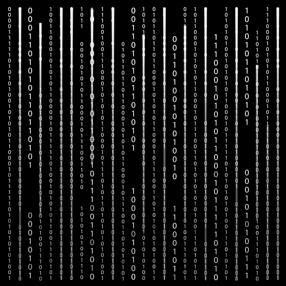 Schwarz und weiß. Algorithmus-Binärcode mit Ziffern im Hintergrund, Kodierung, EntschlüsselungDatencode, Matrix. Vektor-Illustration vektor
