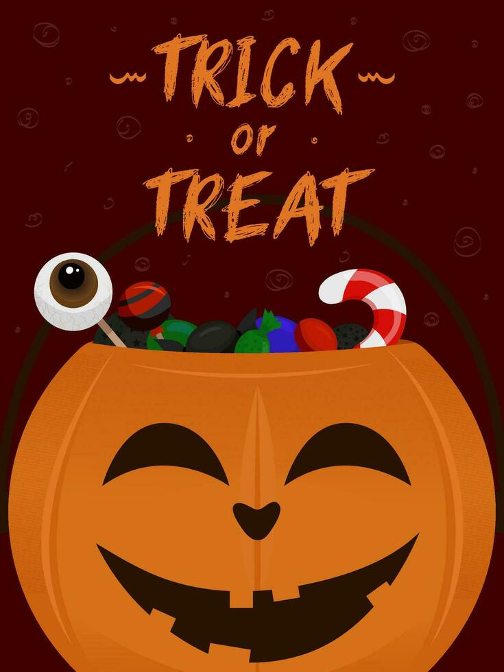 Halloween Illustration, Trick oder behandeln Kürbis mit Süßigkeiten vektor