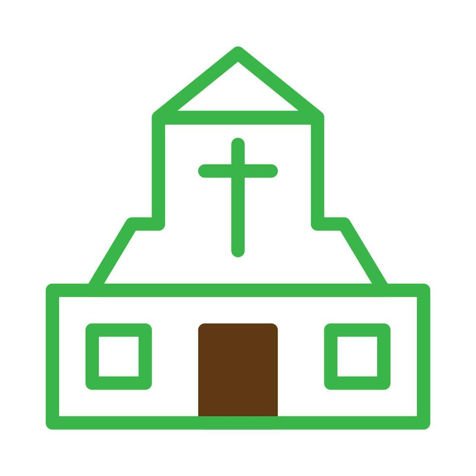katedral ikon duotone grön brun Färg påsk symbol illustration. vektor