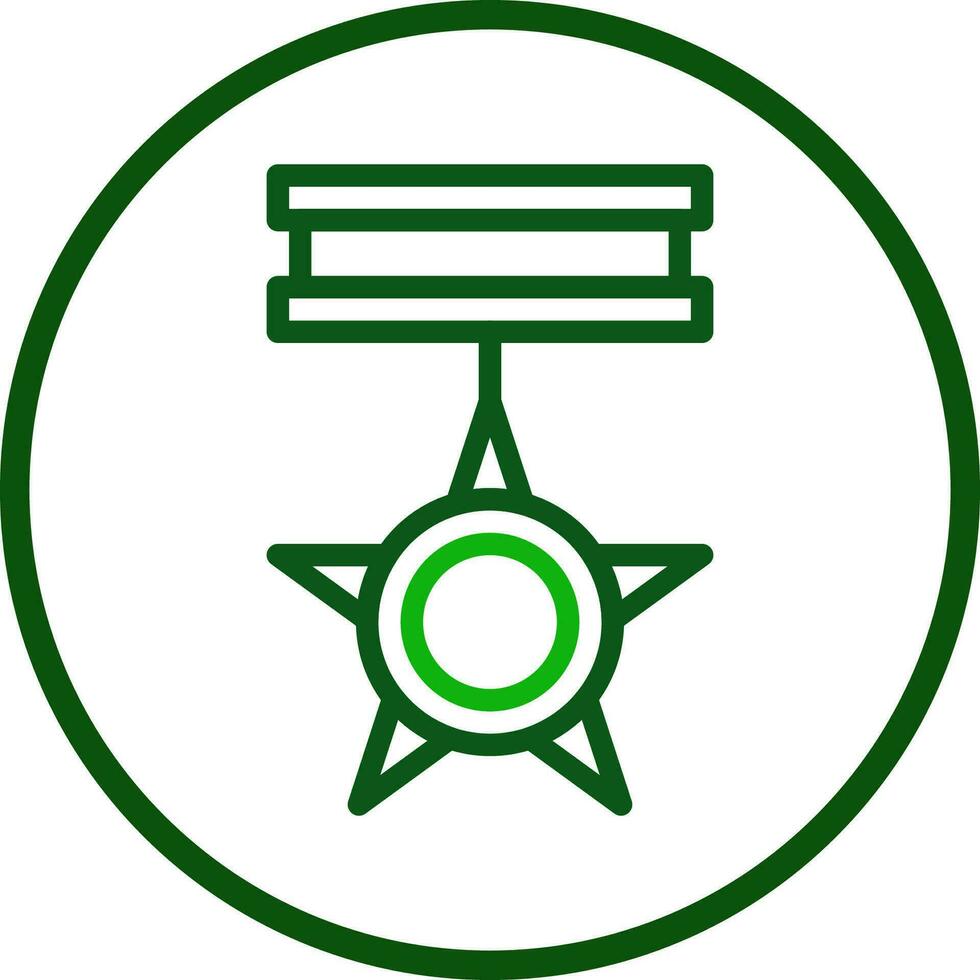 Medaille Symbol Linie gerundet Grün Farbe Militär- Symbol perfekt. vektor