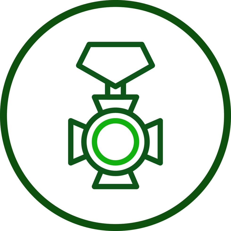 Medaille Symbol Linie gerundet Grün Farbe Militär- Symbol perfekt. vektor