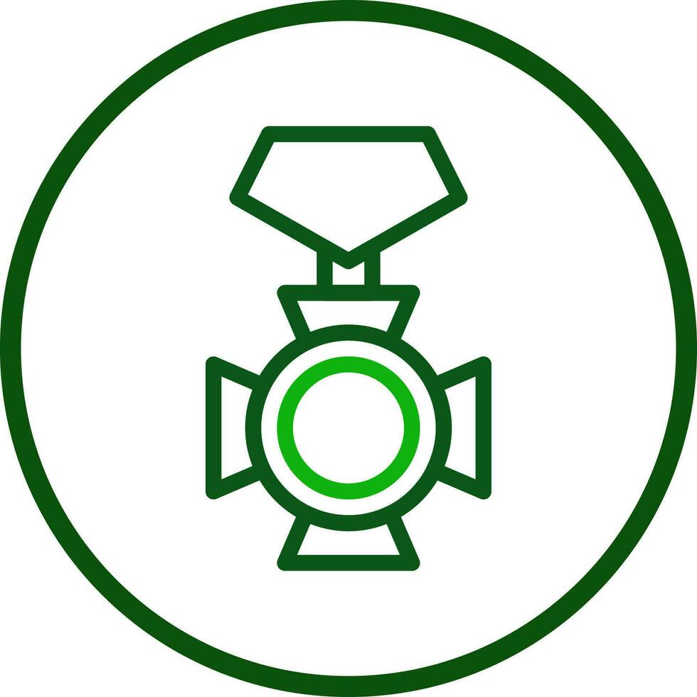 medalj ikon linje avrundad grön Färg militär symbol perfekt. vektor
