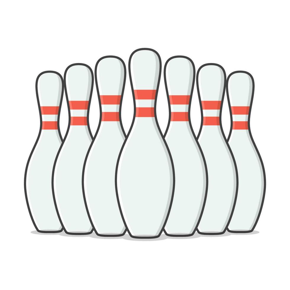 Gruppe von Bowling Stifte Vektor Symbol Illustration. Bowling Stifte Sport eben Symbol