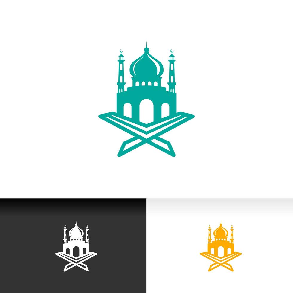 islamisk center ikon silhuett logotyp formgivningsmall med moskén vektorillustration vektor