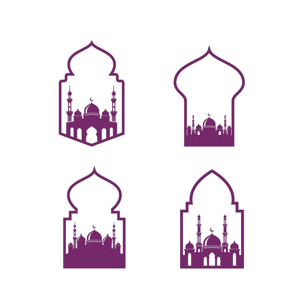 Moschee-Vektor-Icon-Design isoliert auf Moschee-Tür-Illustration-Design-Vorlage vektor