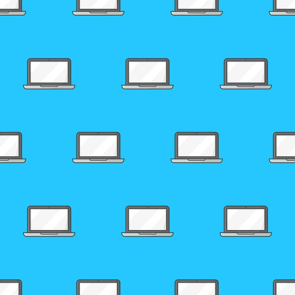 bärbar dator sömlös mönster på en blå bakgrund. bärbar dator dator tema vektor illustration